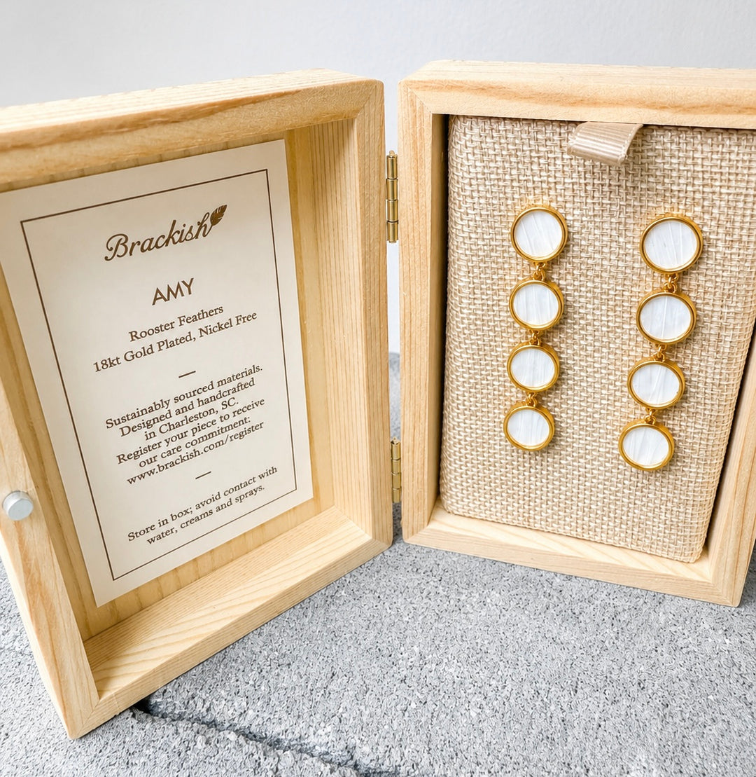 Amy Round Bezel Drop Earring By Brackish