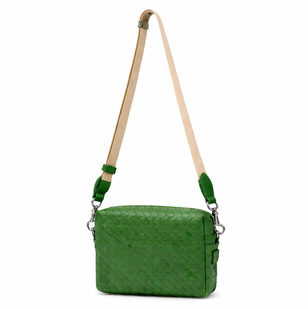 TRACOLLA CROSSBODY BAG LARGE WOVEN: Woven Green