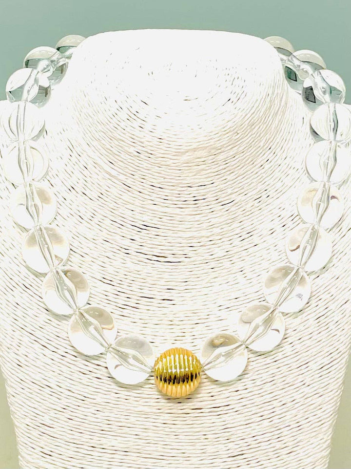 CHIC - Acrylic Big Ball Necklace (clear/gold) BNK904