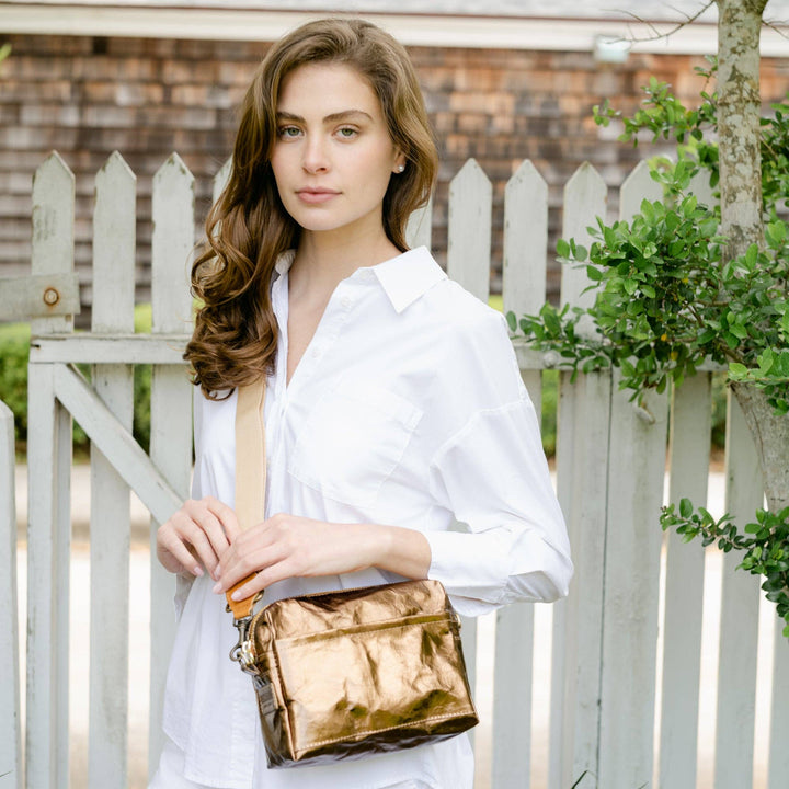 TRACOLLA CROSSBODY BAG LARGE: Metallic Black