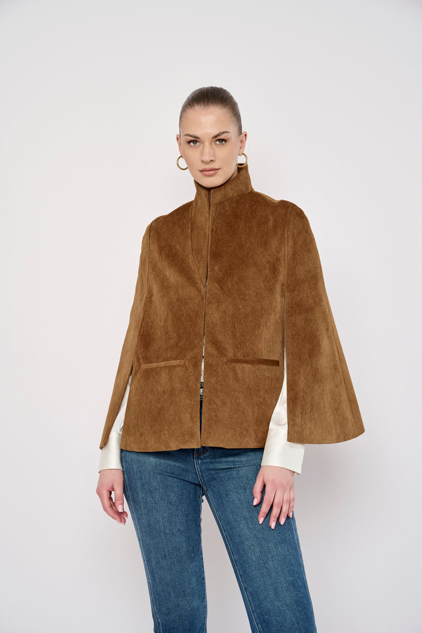 Sage Cape Camel Suede By Flora Bea NYC