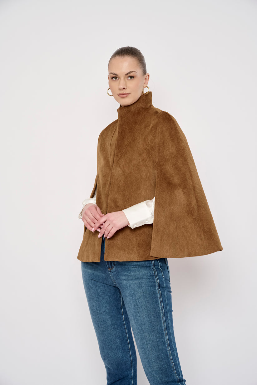 Sage Cape Camel Suede By Flora Bea NYC