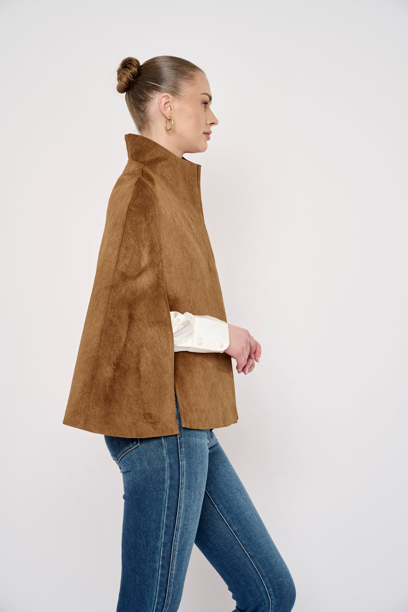 Sage Cape Camel Suede By Flora Bea NYC