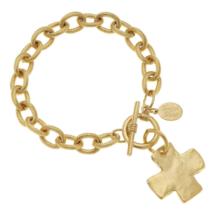 Gold Cross Toggle Bracelet By Susan Shaw