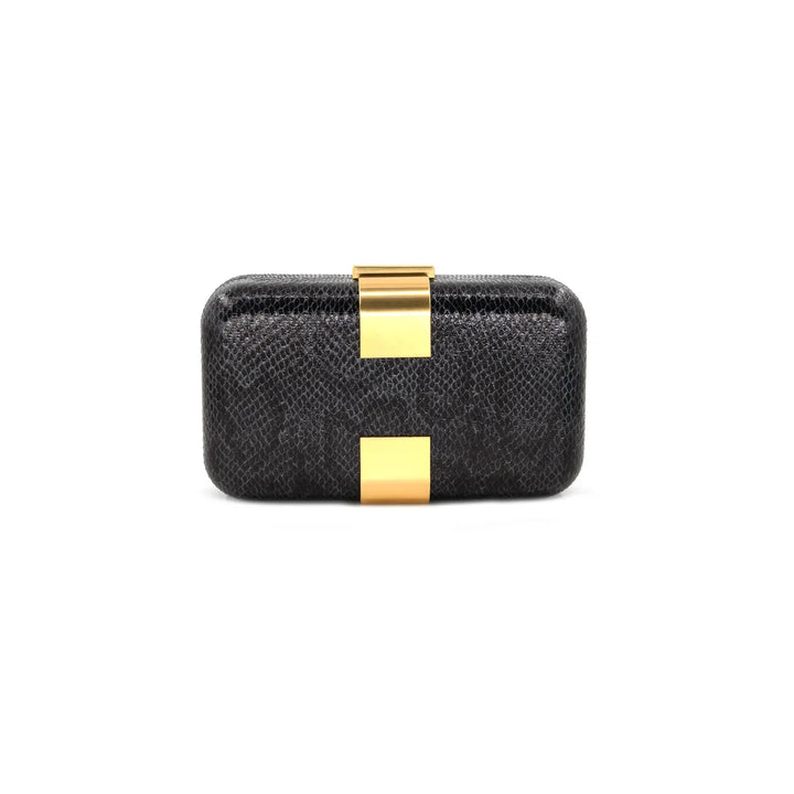 Snake Black and Gold Clutch By BC Handbags