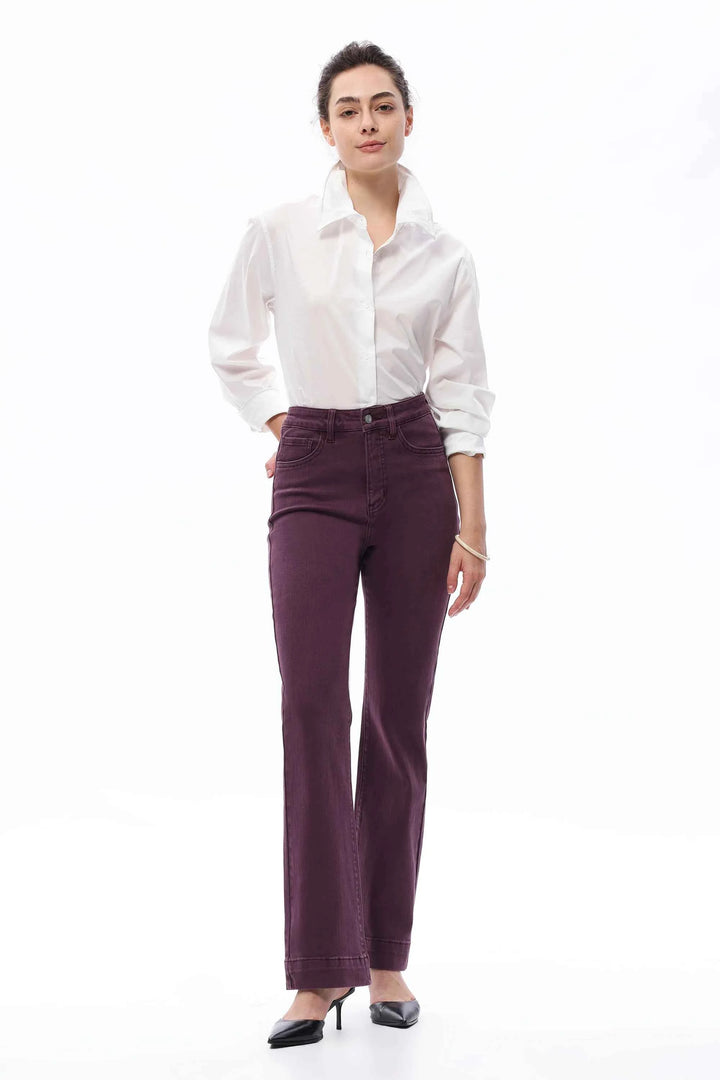 Super High Rise Boot Cut Pants Plum Jean By Bayeas
