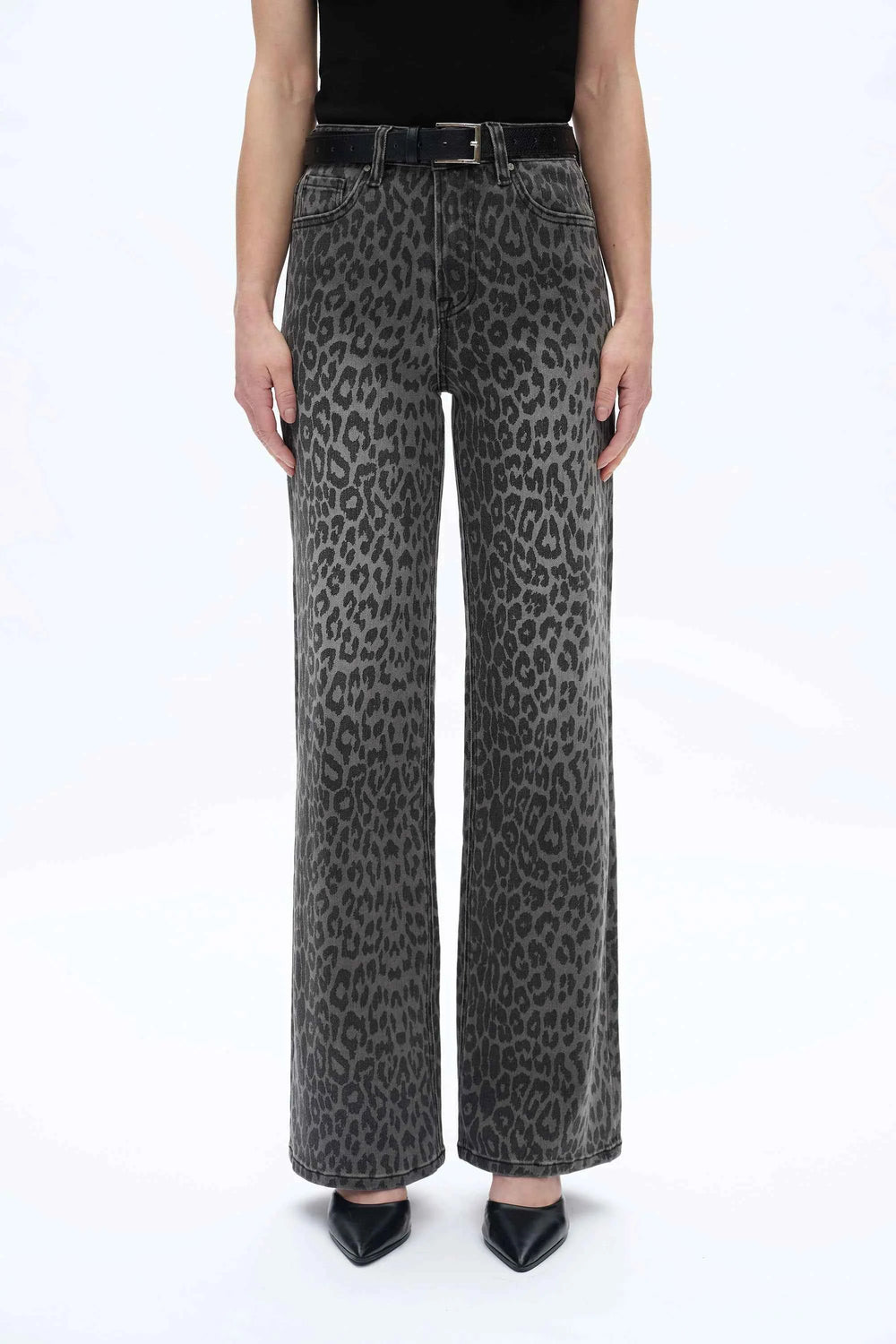 High Rise Leopard Wide Leg Jean By Bayeas