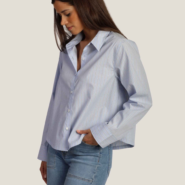 Hi-Lo Modern Shirt Blue By Dylan - Moxiebainbridge