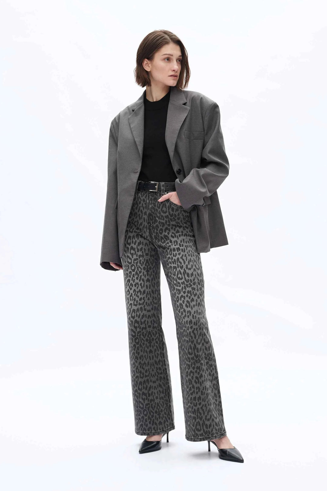 High Rise Leopard Wide Leg Jean By Bayeas