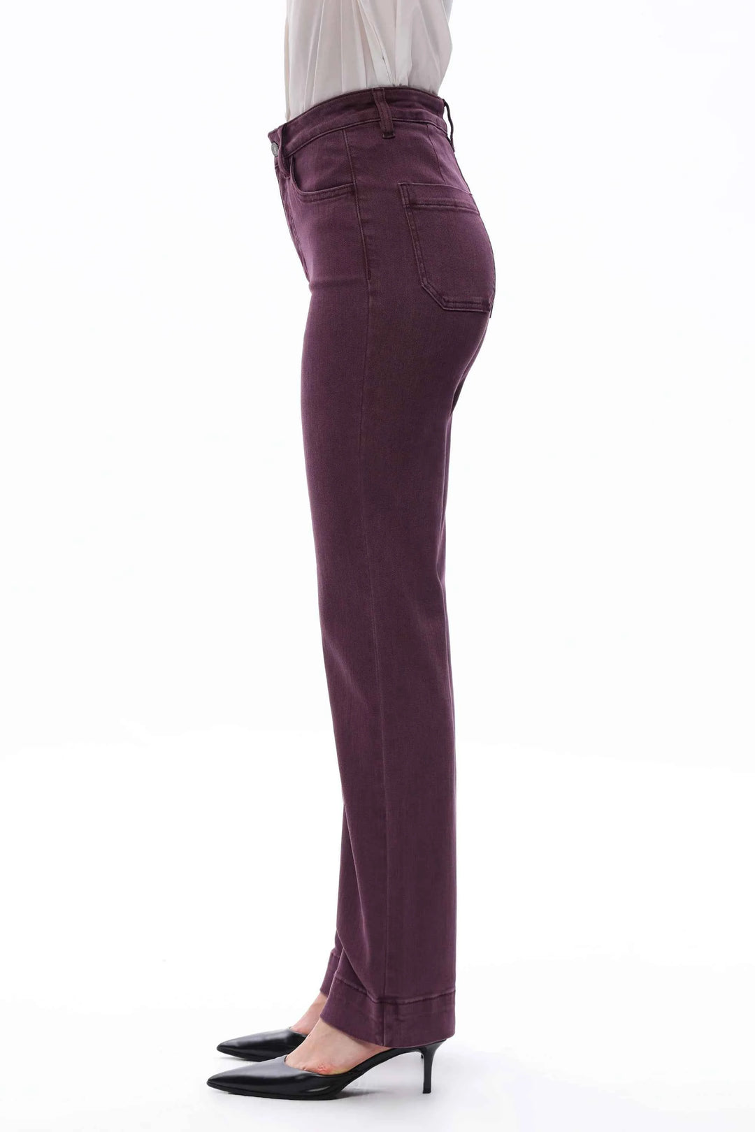 Super High Rise Boot Cut Pants Plum Jean By Bayeas