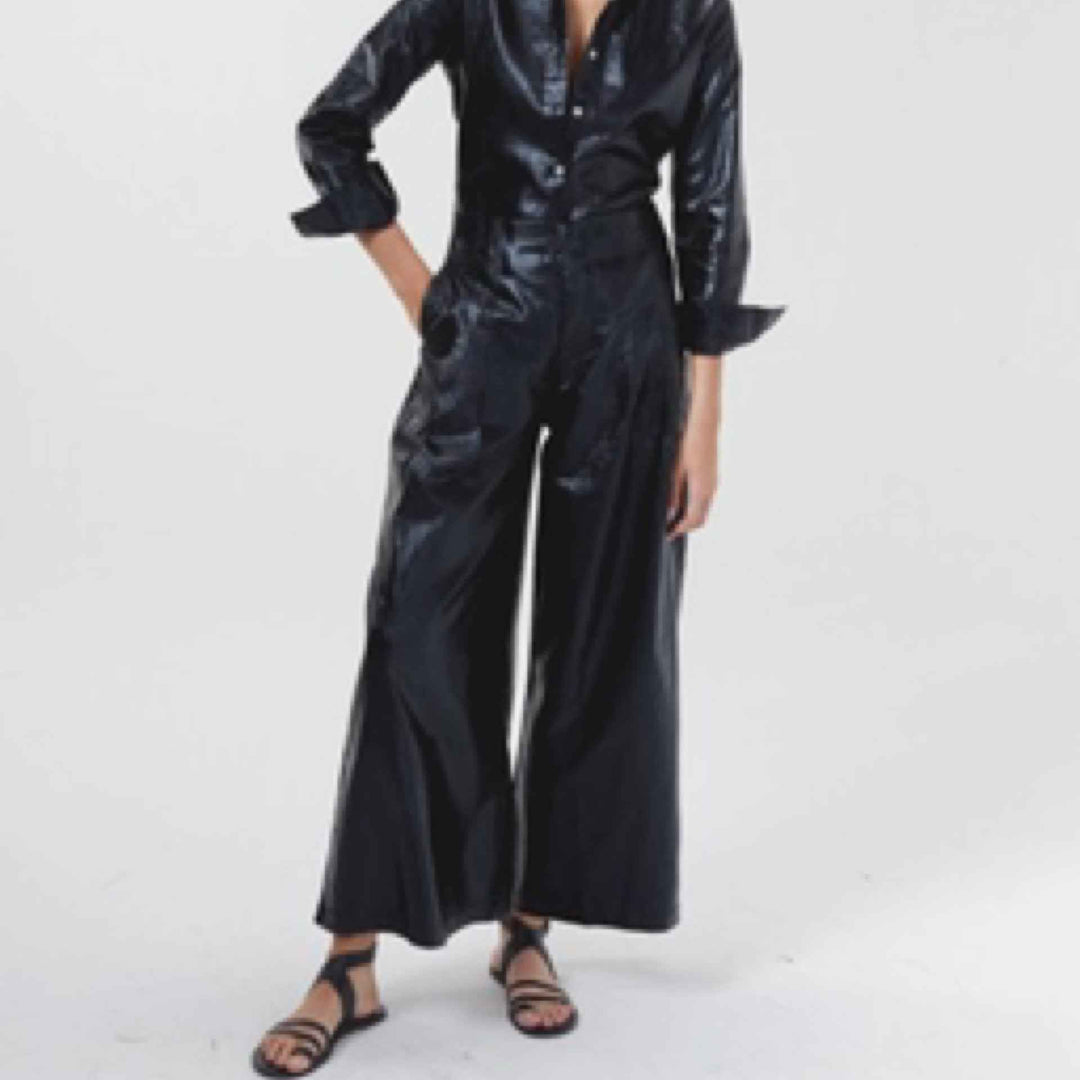 Culottes Metallic Linen Pant By LANHTROPY - Moxiebainbridge