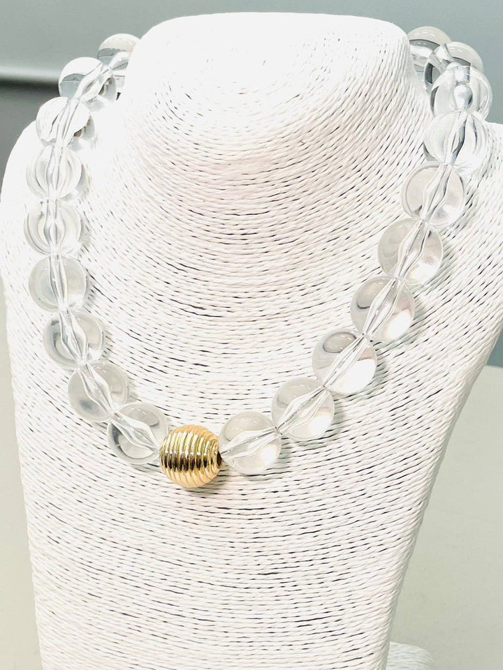 CHIC - Acrylic Big Ball Necklace (clear/gold) BNK904