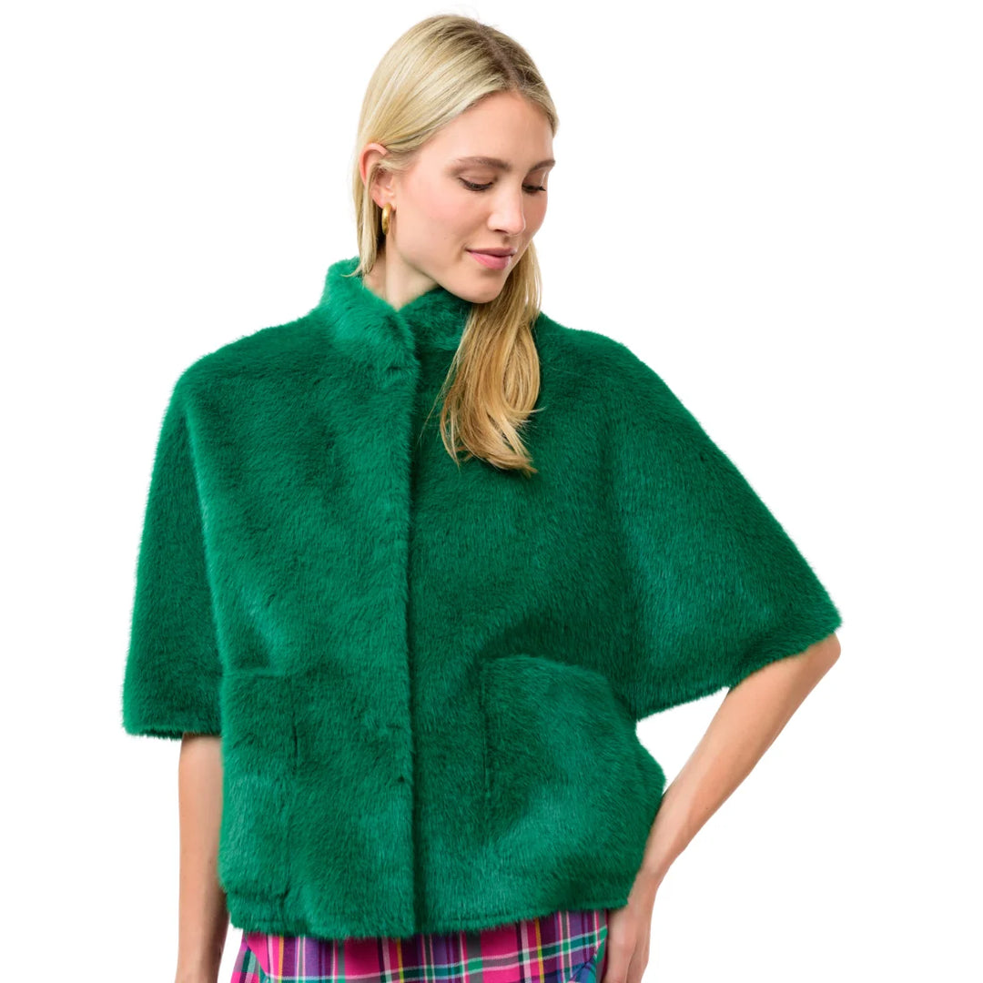 Green Fux Fur Caplet By Ivy Jane