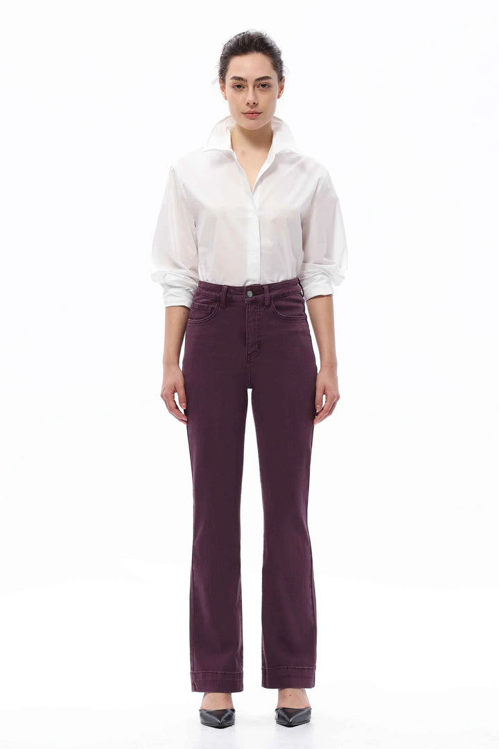 Super High Rise Boot Cut Pants Plum Jean By Bayeas