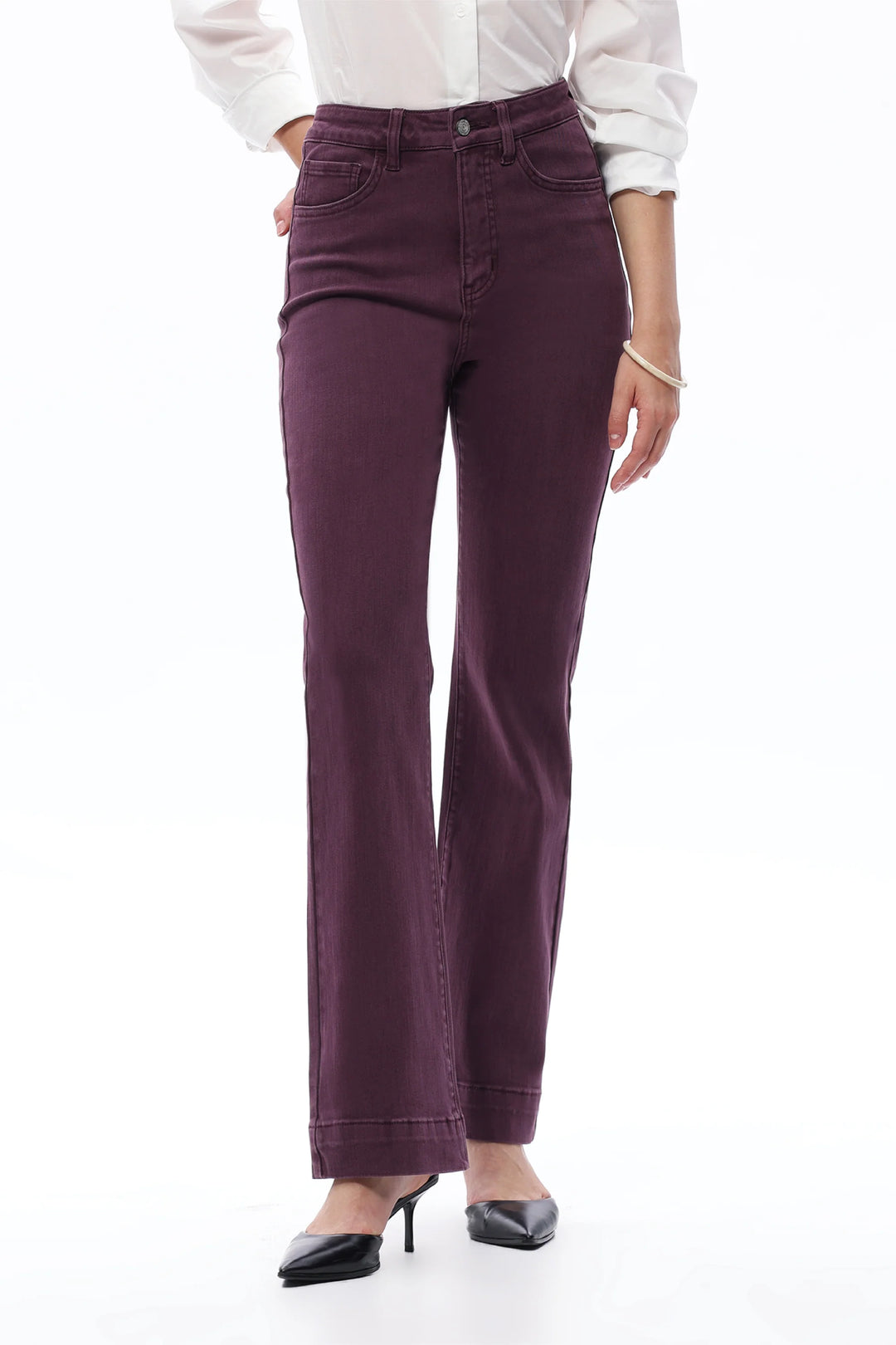 Super High Rise Boot Cut Pants Plum Jean By Bayeas