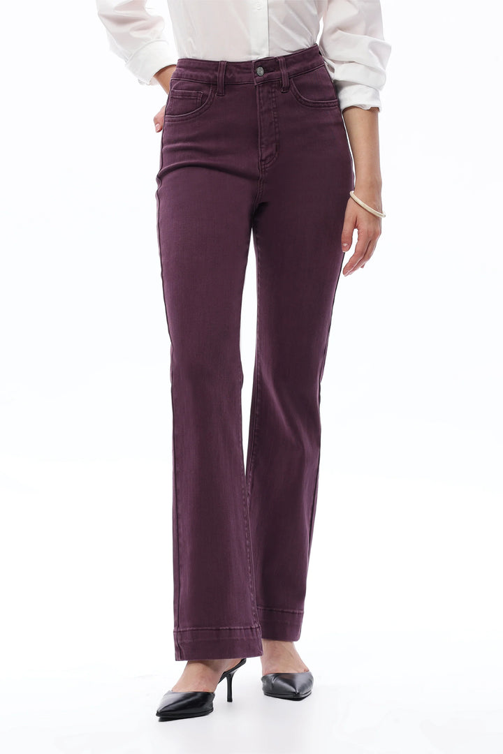 Super High Rise Boot Cut Pants Plum Jean By Bayeas