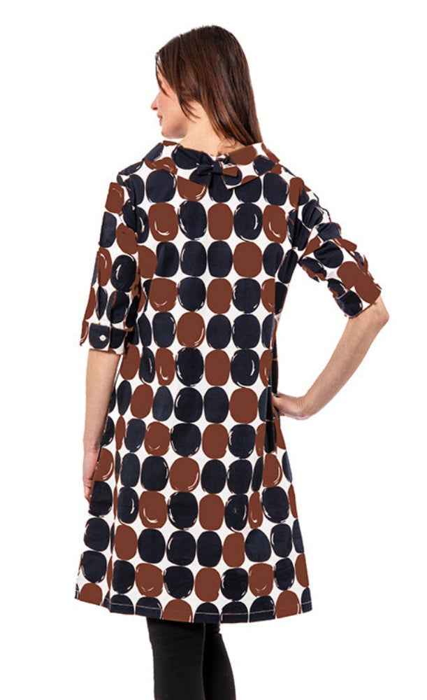 Audrey Retro Dress Chocolate and Black Dots By Dizzie Lizzie - Moxiebainbridge