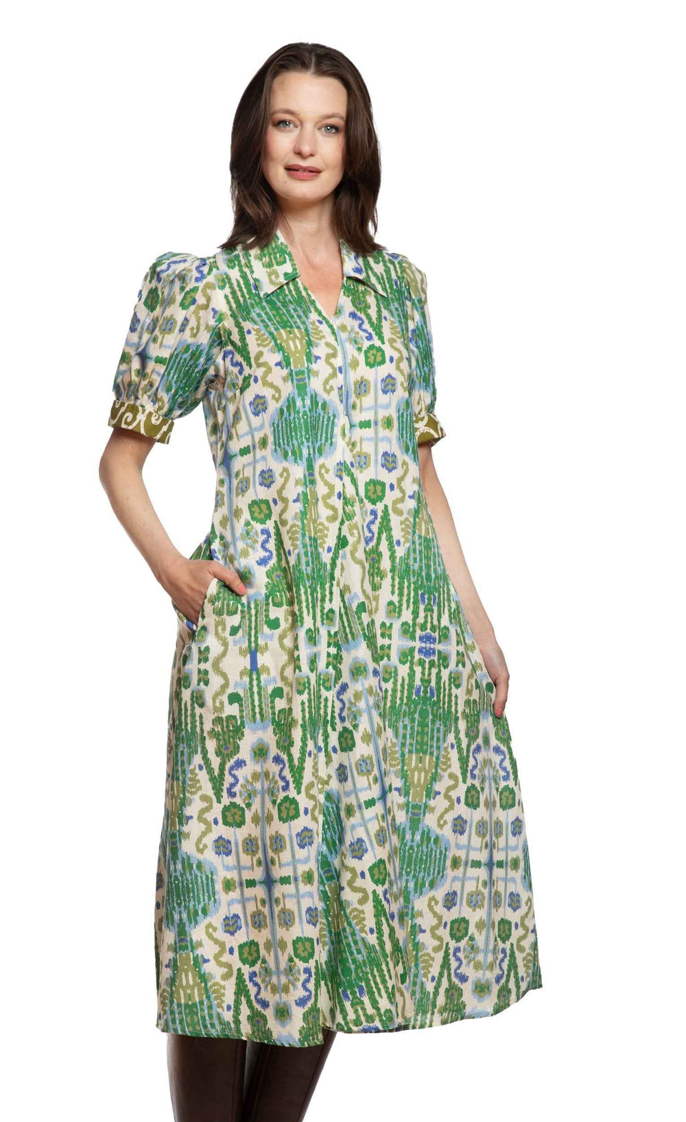 Montauk Dress Blue and Green Graphic By Dizzy Lizzie