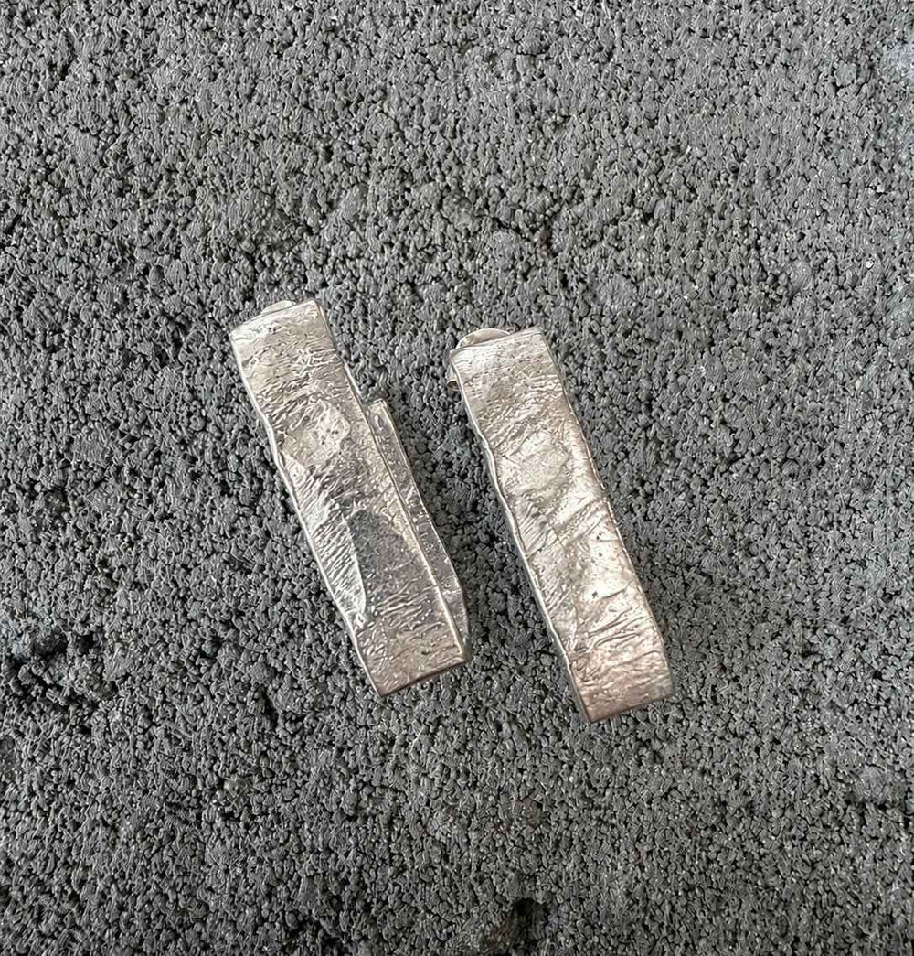 Large Sterling Silver Lignis Rectangle Hoops