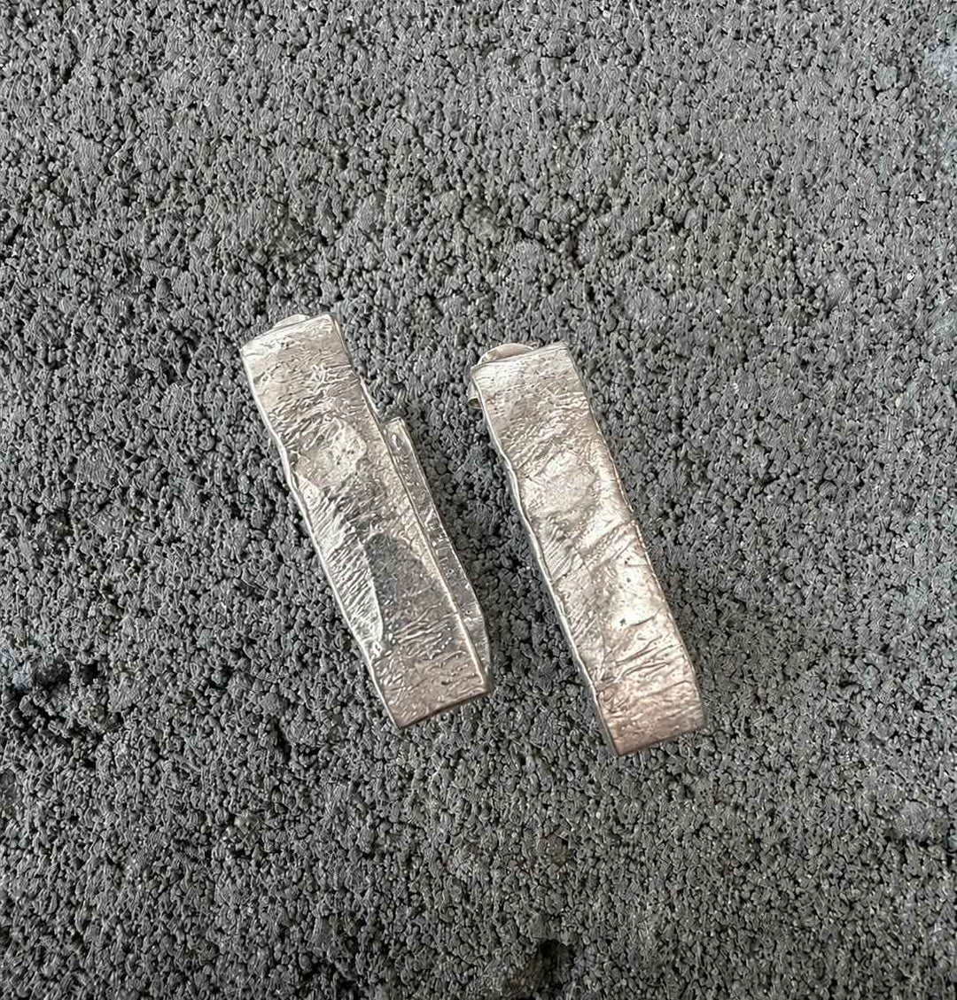 Large Sterling Silver Lignis Rectangle Hoops