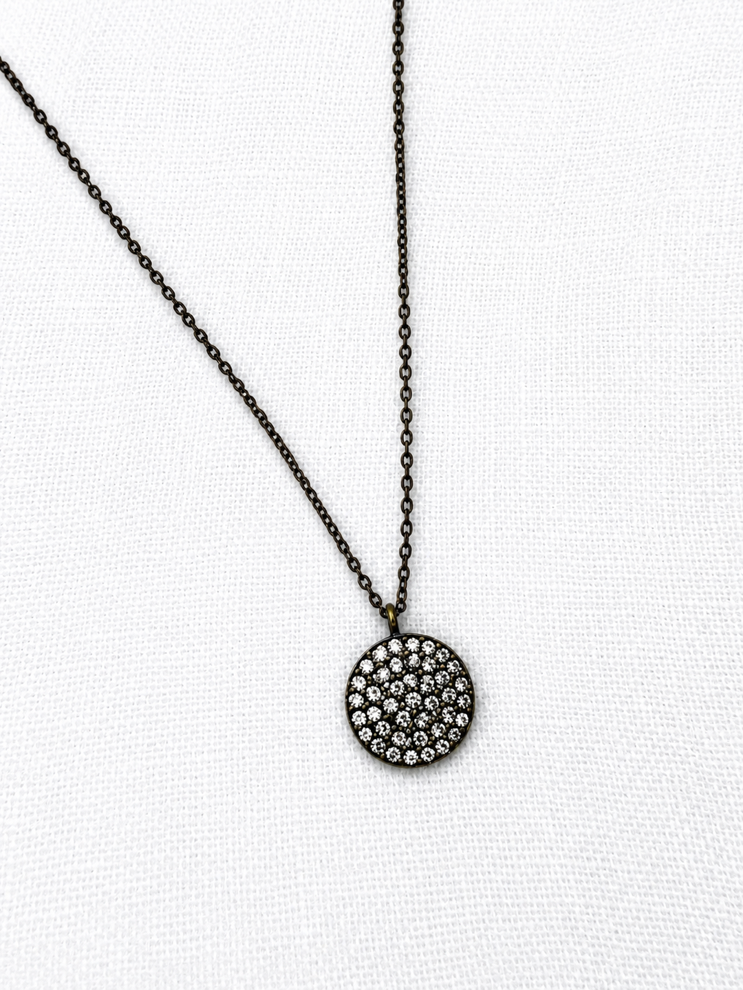 Black Chain With Flat Black Pave Disk By Be-Je