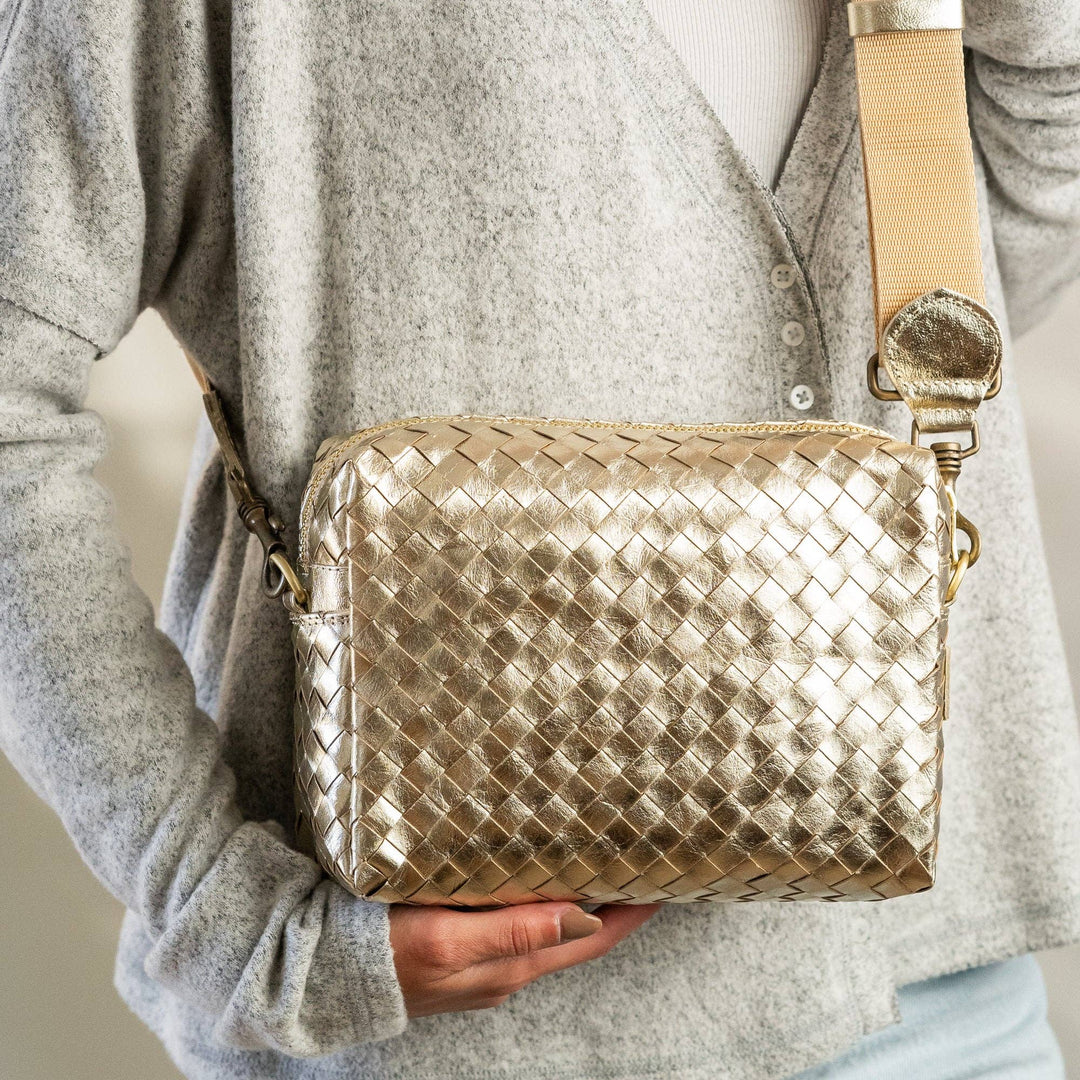 TRACOLLA CROSSBODY BAG LARGE WOVEN: Woven Green