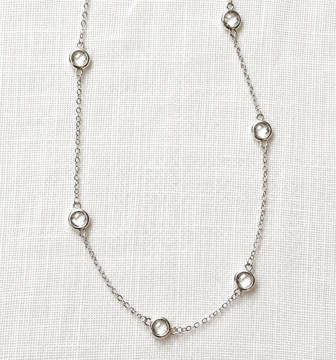 Silver 16"Chain With Round CZ's By Be-Je