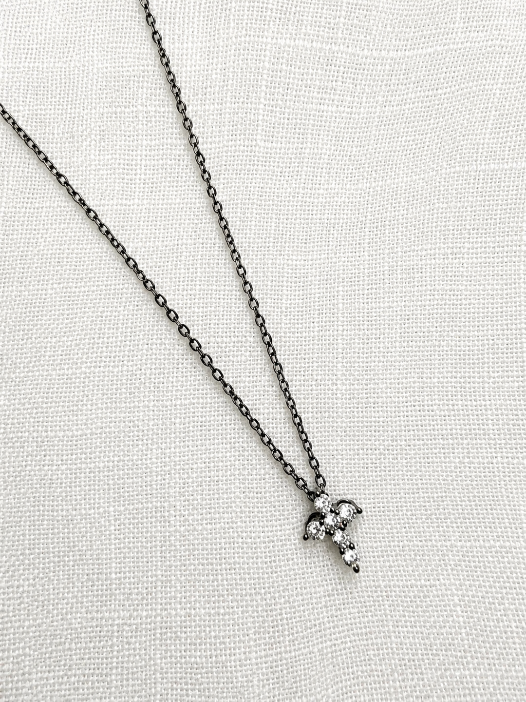 Black Chain With Pave Cross By Be-Je