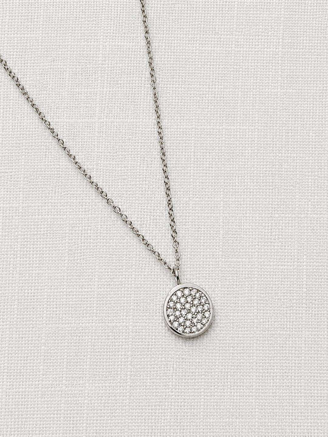Silver Chain with Flat Pave Disk By Be-Je