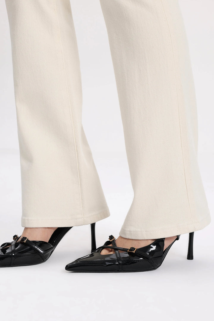 Off White Jean Mid Rise Boot Cut By Bayeas