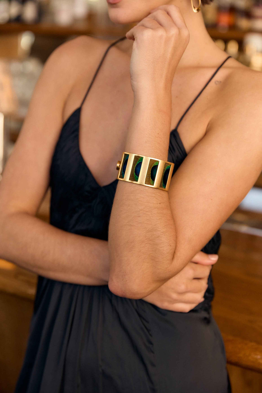 Natalie Striped Hinge Cuff By Brackish
