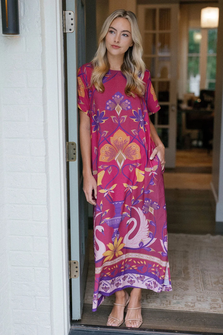 The Diana Maxi Dress Sunset Swans By Briton Court