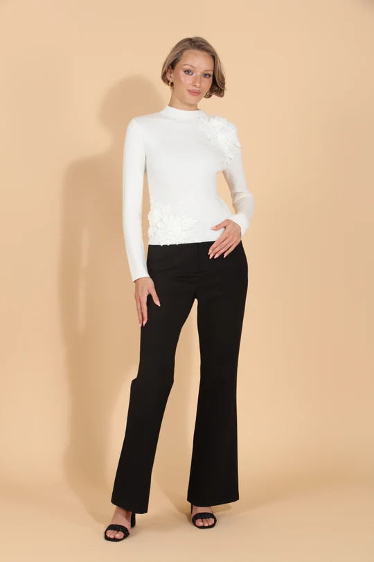 Flared Ponte Pants with Front Zipper Closure By Jessie Liu