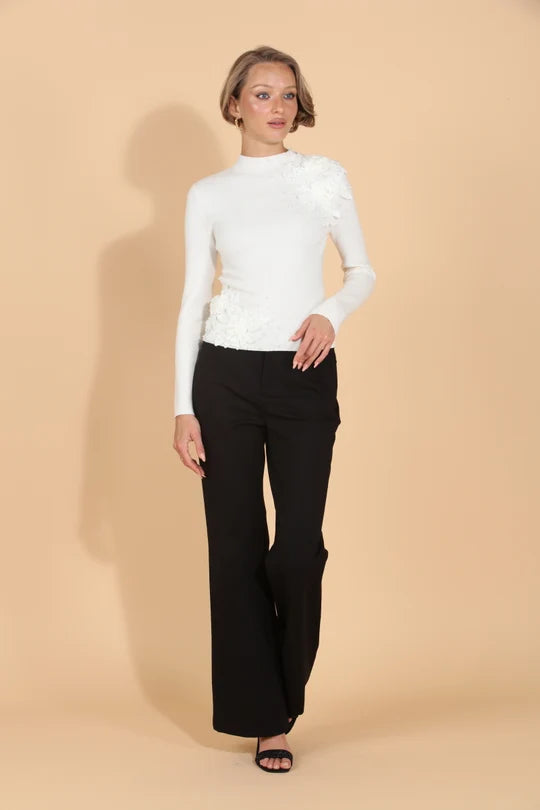 Flared Ponte Pants with Front Zipper Closure By Jessie Liu