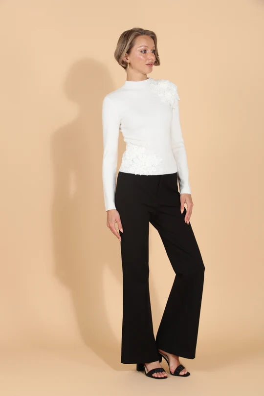Flared Ponte Pants with Front Zipper Closure By Jessie Liu