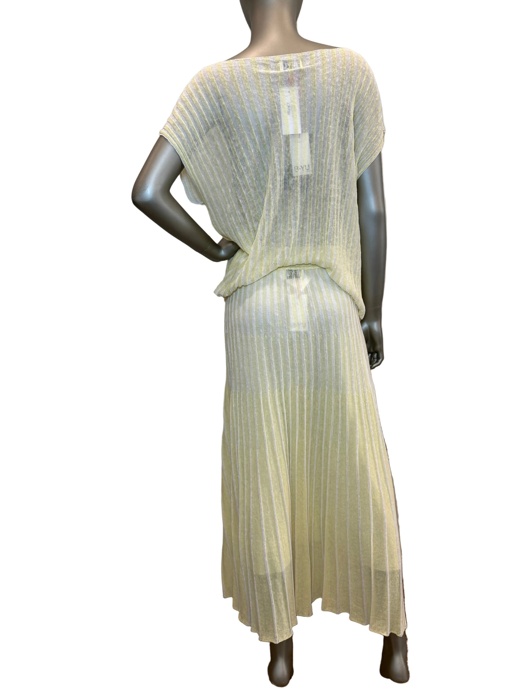 Gilet Costa Long Skirt Yellow And White Stripes By B-YU
