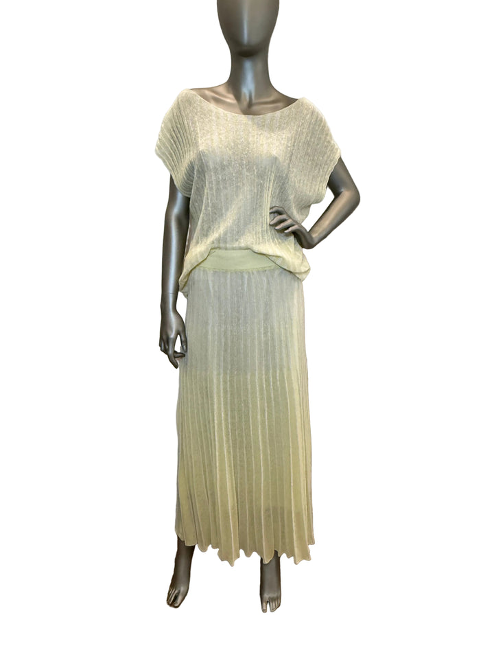 Gilet Costa Long Skirt Yellow And White Stripes By B-YU