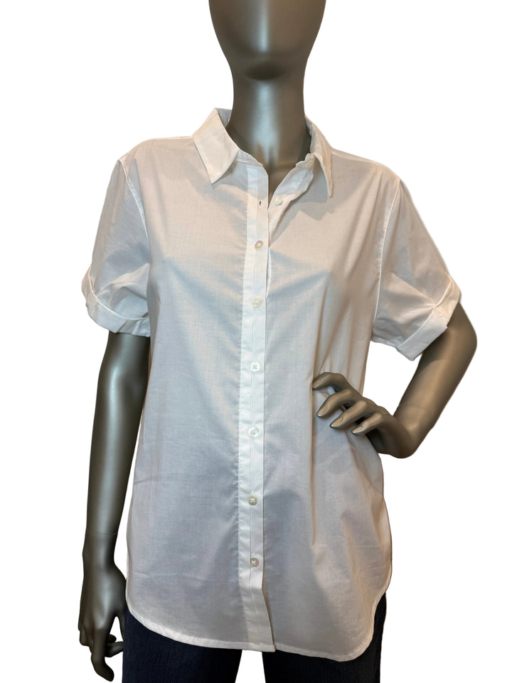 Short Sleeve Roll Up Sleeve Shirt White By Dylan