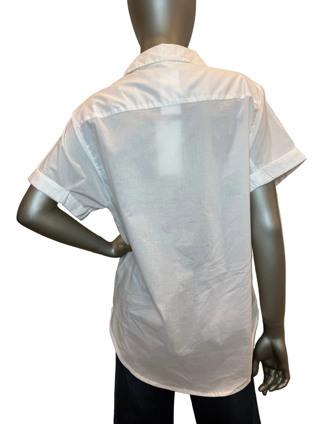 Short Sleeve Roll Up Sleeve Shirt White By Dylan