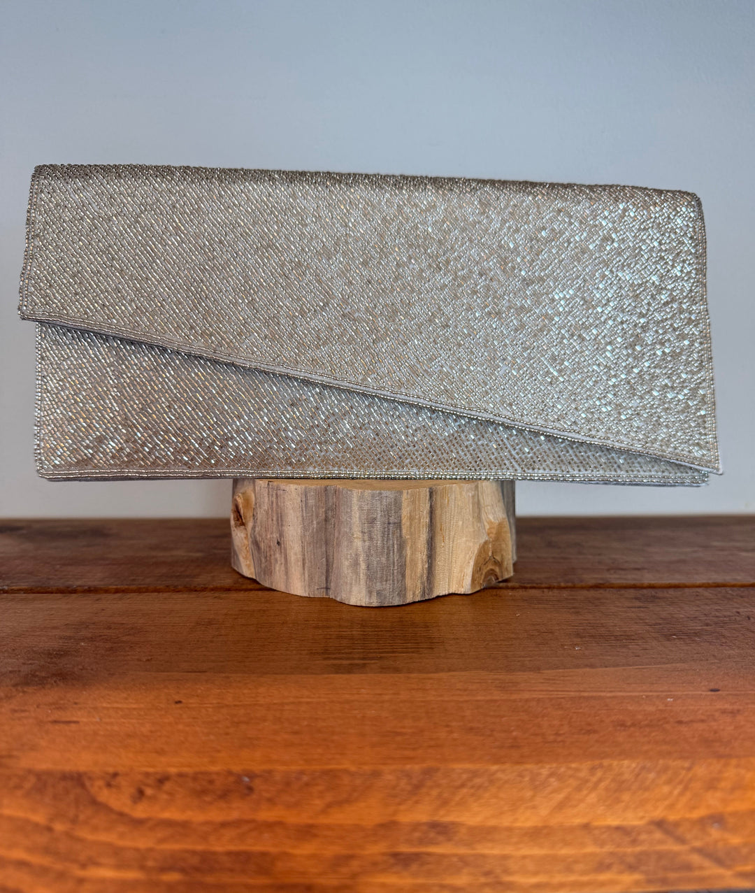 Silver/Gold All Beaded Asymmetrical Clutch