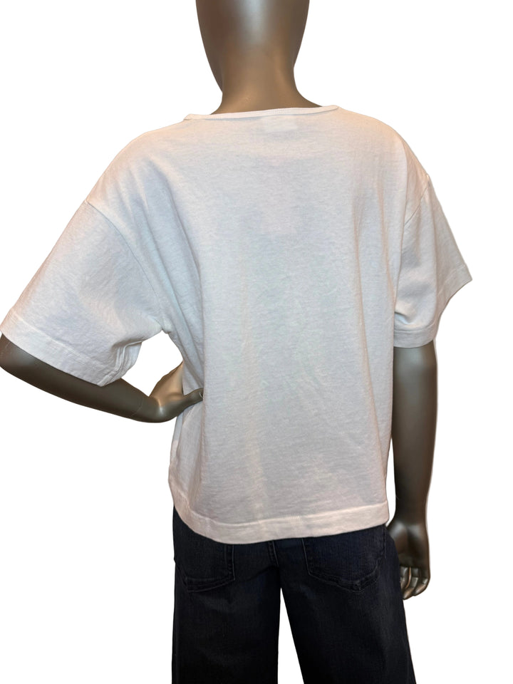 Short Sleeve Crew Neck Cotton White Tee By Pacific Cotton
