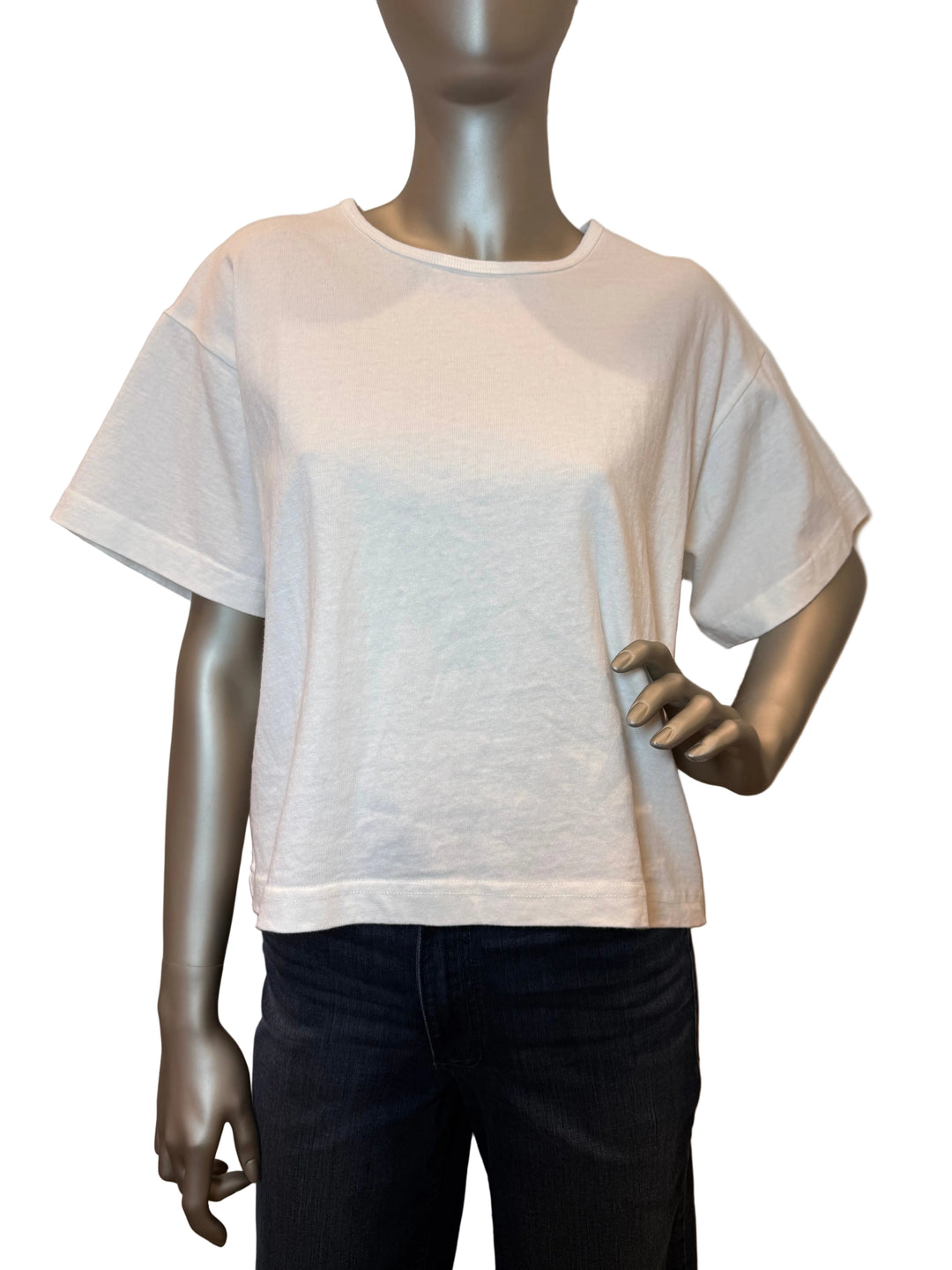 Short Sleeve Crew Neck Cotton White Tee By Pacific Cotton