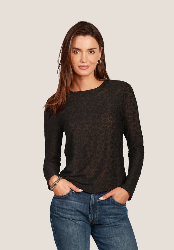 Long Sleeve Black Knit Tee  By Dylan