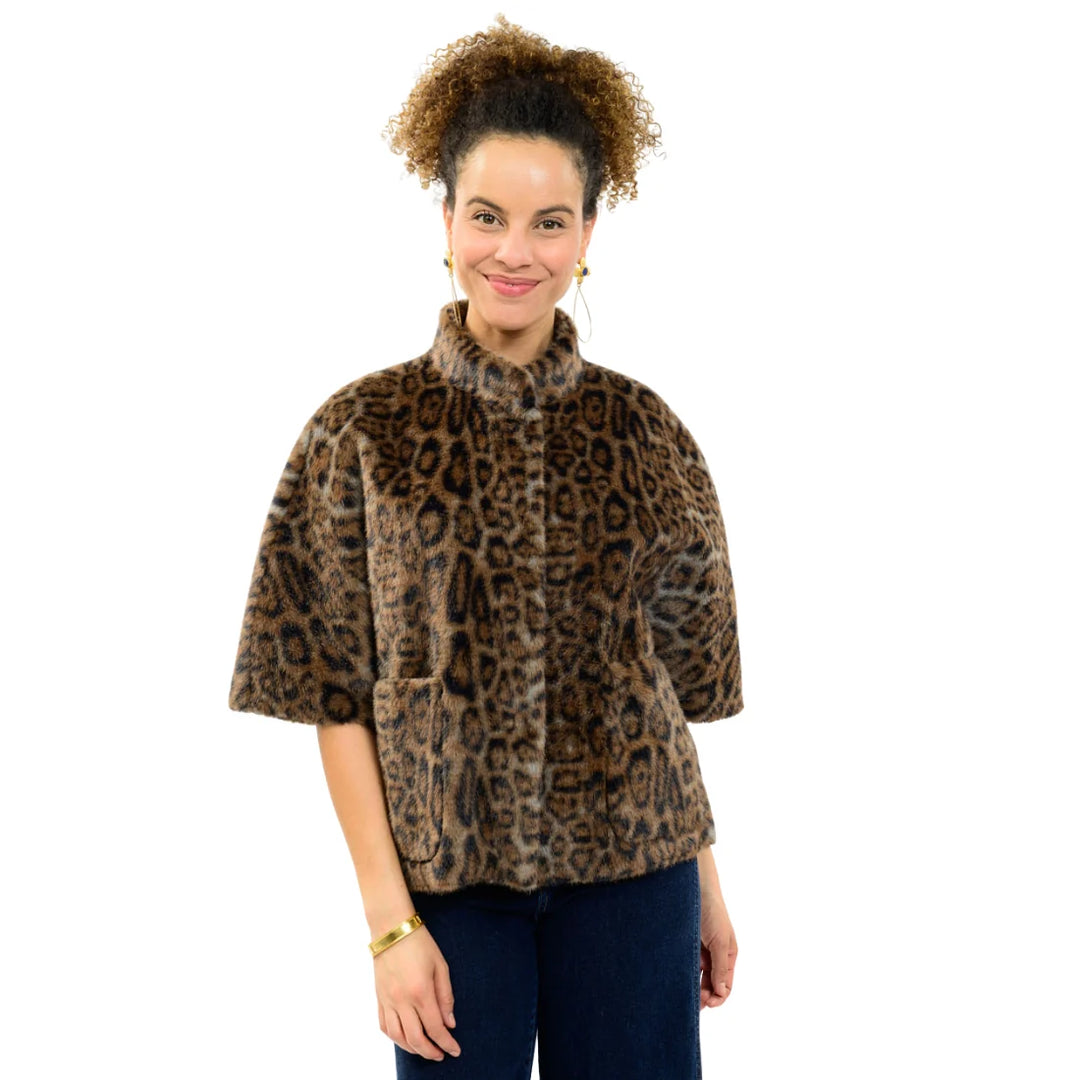 Leopard Print Faux Fur Caplet By Ivy Jane