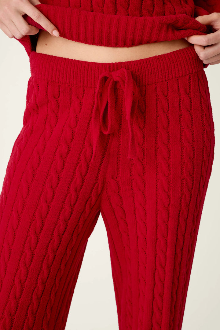 Cozy Chenille Cable Knit Red Lounge Pants By PJ Salvage