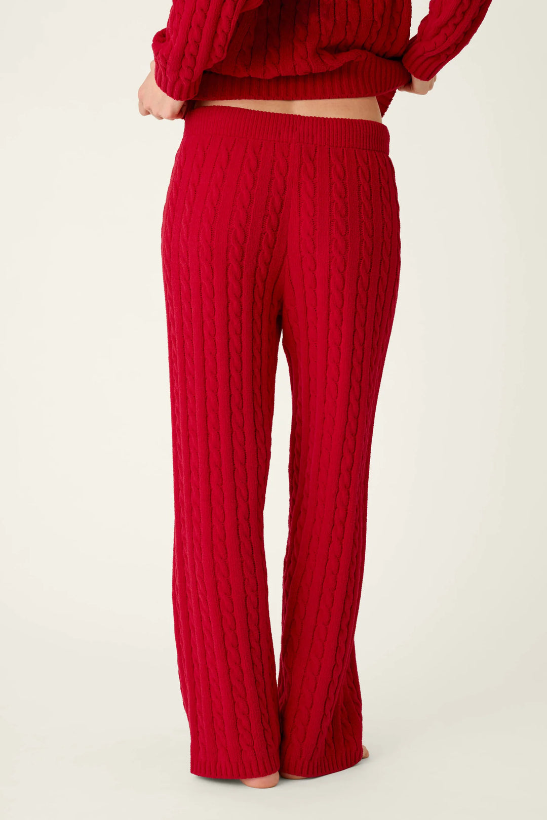 Cozy Chenille Cable Knit Red Lounge Pants By PJ Salvage