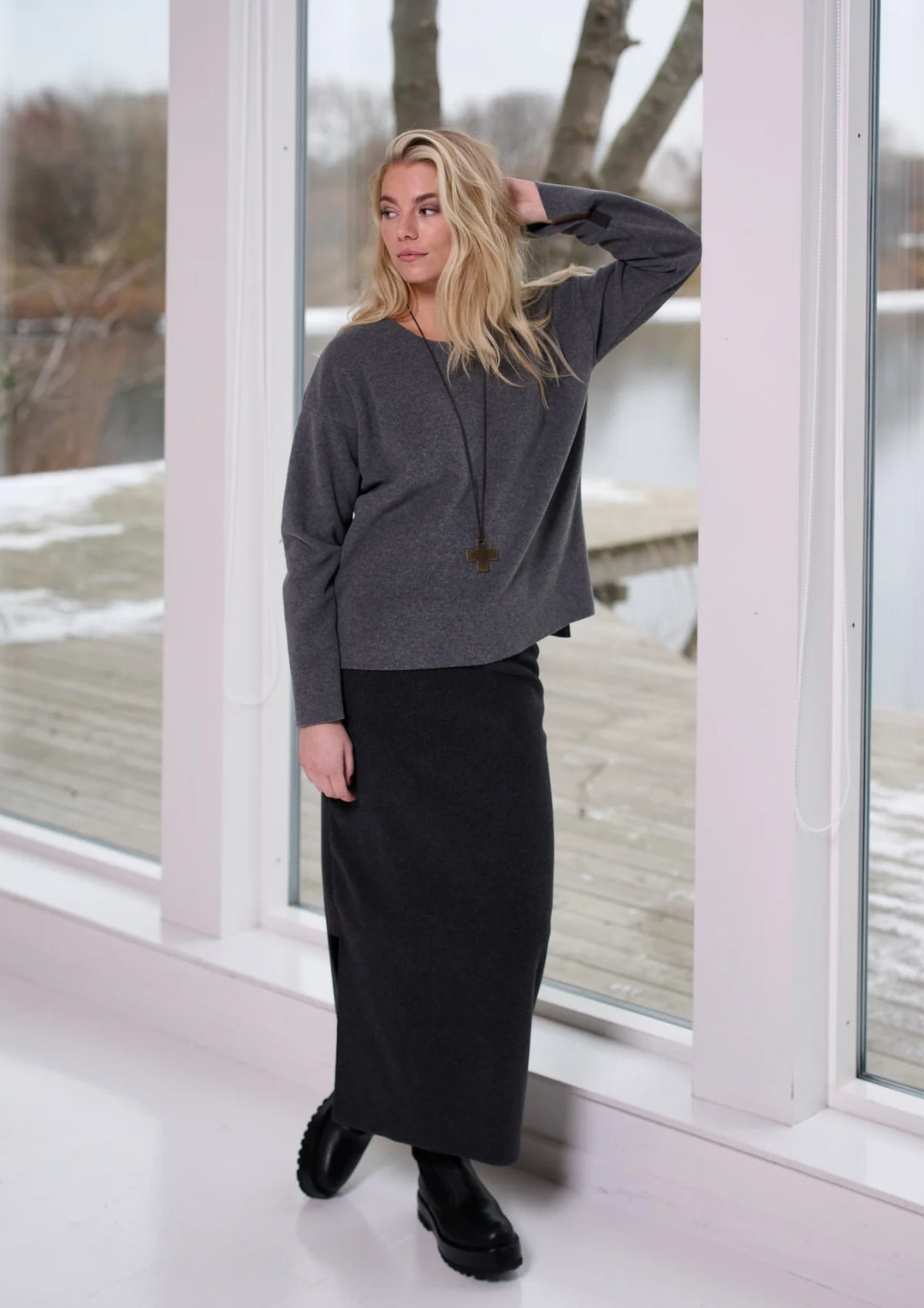 Long Black  Fleece Skirt By Henriette Steffensen