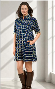 Chatham Dress Blue and Green Grid Print By Dizzy Lizzie