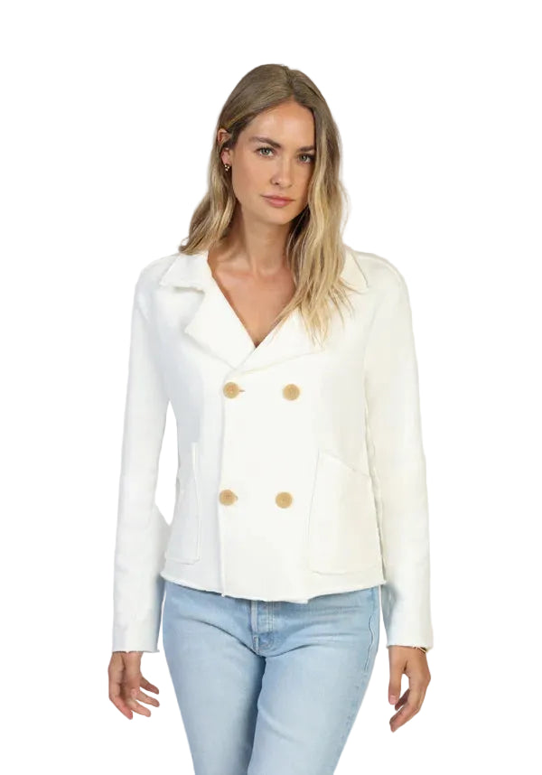 Sutton Double Breasted White Jacket By Dylan