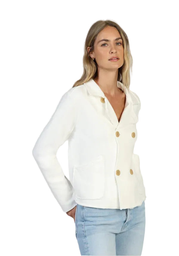 Sutton Double Breasted White Jacket By Dylan
